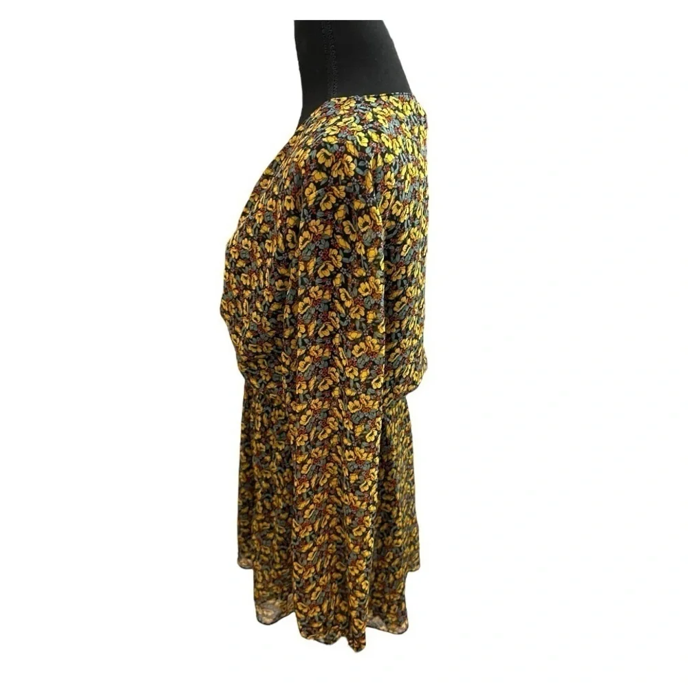 Zara Floral Print Long Sleeve Mini Dress Medium